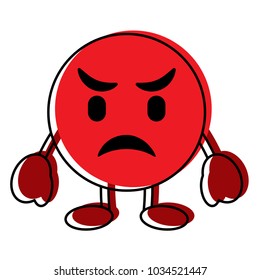 red emoticon cartoon face angry character