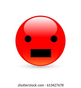 Red emoticon, emoji, smile on white background