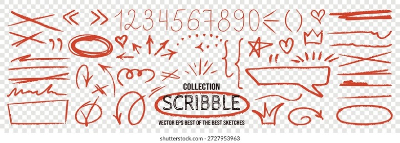 Red emphasis marker circles arrow and transparent background brush underline strokes. Infographic elements designed with a dynamic red emphasis marker look.