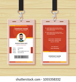 Red Employee ID Card Design Template