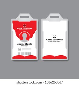 Red Employee ID Card Design Template modern