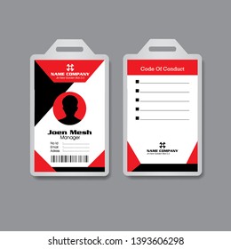 Red Employee ID Card Design Template modern 