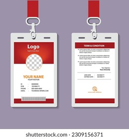 Red Employee ID Card Design Template