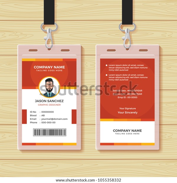 Red Employee ID Card\
Design Template