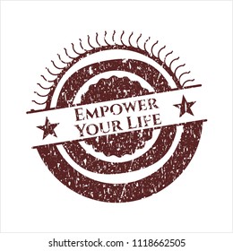 Red Empower Your Life distress grunge style stamp