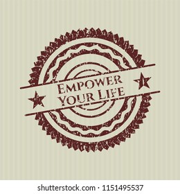 Red Empower Your Life distress rubber texture