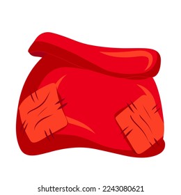 Red empty bag with patches. Vector illustration. Cartoon style