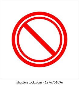 Red Empty Ban Sign, Red Blank Forbidden Sign, No Sign, Not Allowed Blank Sign Vector Art Illustration
