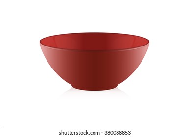 Red empty bowl isolated on white background, Vector Illustration