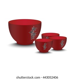 Red empty bowl isolated on white background, Vector Illustration