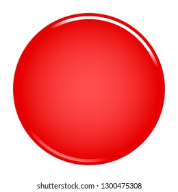 Red empty circle button. Glossy icon round shape isolated on white background. The graphic element for design saved as a vector illustration in the EPS file format.