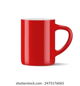 Red empty coffee mug template, isolated on white background. 