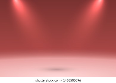 Red Empty color studio room with shadow and spotlight background ,Template for premium, luxury product presentation
