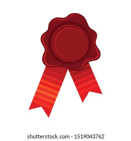 Red Empty Rosette Set On Silk Ribbons Vector Illustration