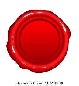 red empty seal, isolated on white background   
