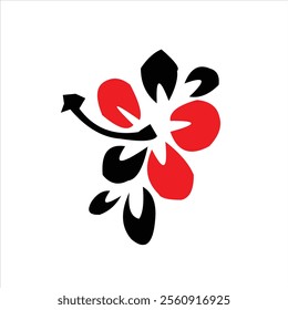 red end black flowers vector logo design