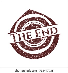 Red The End distressed grunge stamp