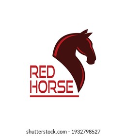 red end simple head horse logo, vector illustrations
