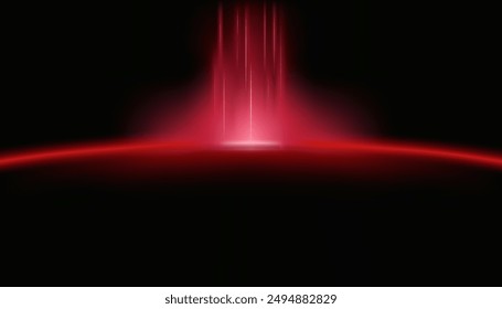 Red energy explosion on black background abstract pattern, technology laser beams, neon at party, particles and future.