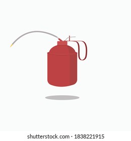 red engine oil spray isolated white background, for machine lubrication, flat design vector illustration
