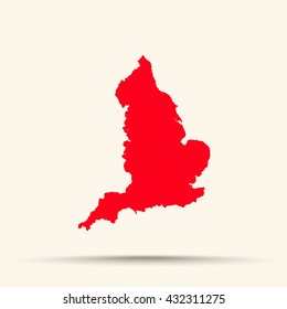 Red England Map Illustration