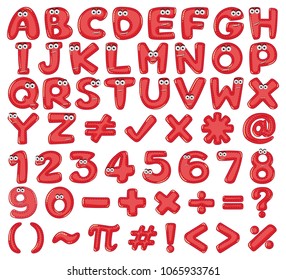 Red English Alphabet and Number  illustration