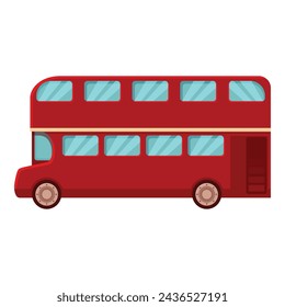 Red English bus icon cartoon vector. Side classic tourism. Front tourist