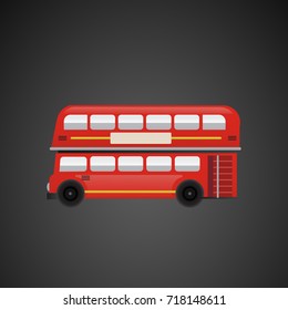 Red english bus icon isolated on neutral background, Vector art.