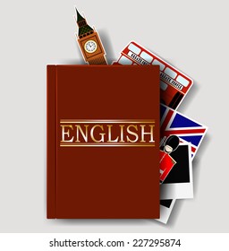 Red English Dictionary. Vector Eps 10