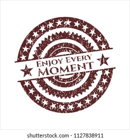 Red Enjoy Every Moment distress rubber grunge stamp