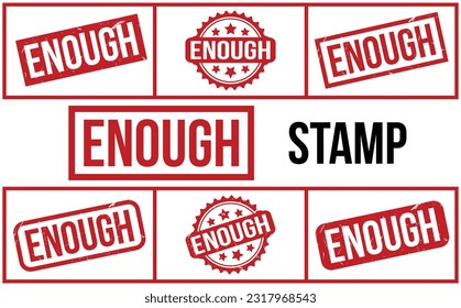 Red Enough Rubber Stamp Set Vector