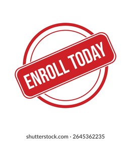 Red Enroll Today Rubber Stamp Seal Vector
