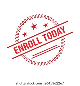 Red Enroll Today Rubber Stamp Seal Vector
