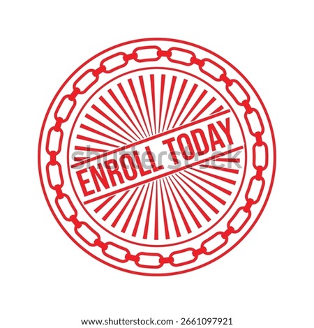 Red Enroll Today Rubber Stamp Seal Vector.