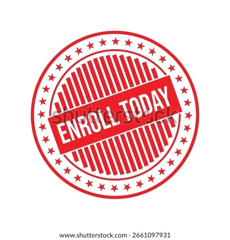 Red Enroll Today Rubber Stamp Seal Vector.