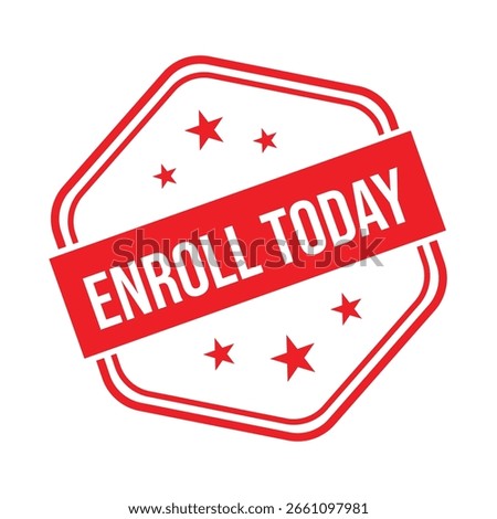 Red Enroll Today Rubber Stamp Seal Vector.