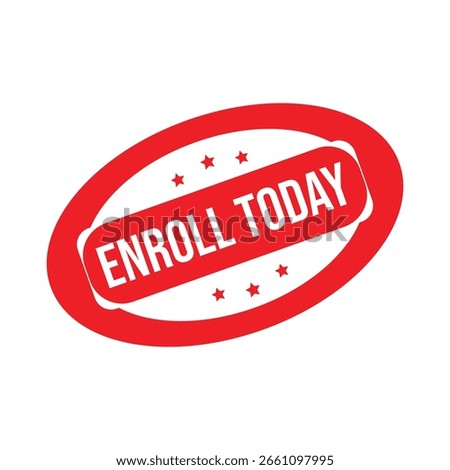 Red Enroll Today Rubber Stamp Seal Vector.