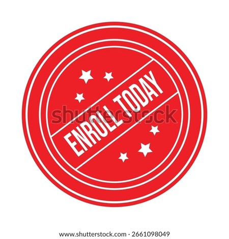 Red Enroll Today Rubber Stamp Seal Vector.