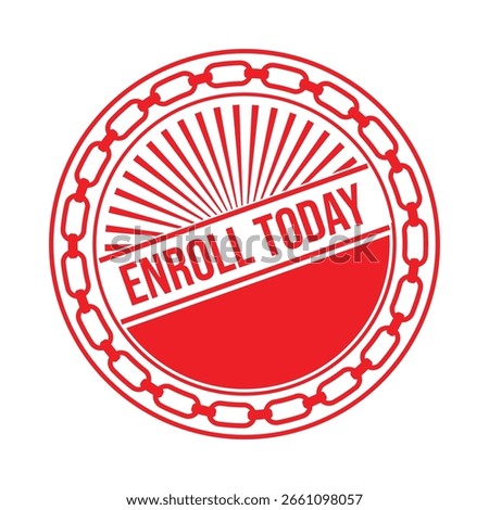 Red Enroll Today Rubber Stamp Seal Vector.