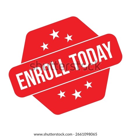 Red Enroll Today Rubber Stamp Seal Vector.
