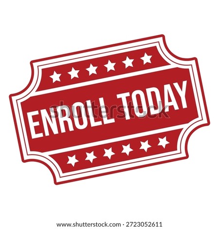 Red Enroll Today Stamp on White Background Vector Graphic