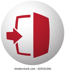 Red Enter icon on white ball