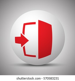 Red Enter icon on white sphere