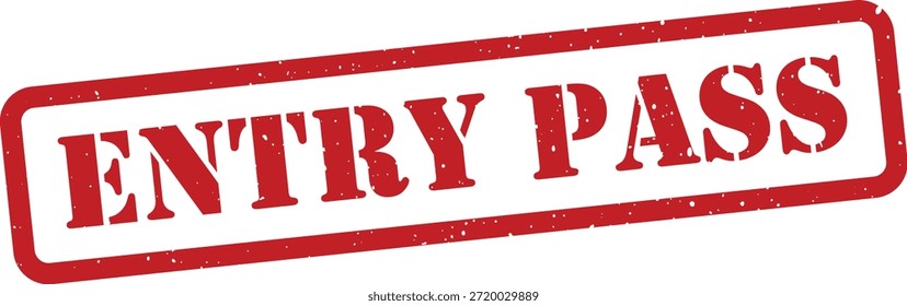 Red entry pass stamp isolated on white background