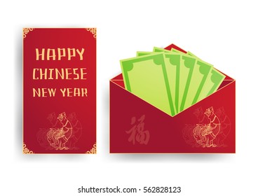 The red envelop for chinese new year day.The money is in the pack