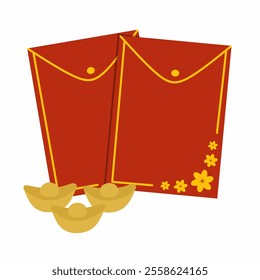Red envelope angpao and gold for chinese new year element