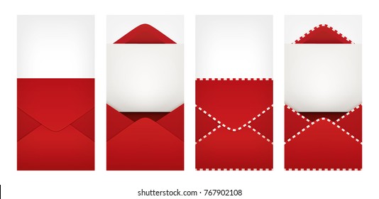 Red envelope banner background set. Size 400x800. Vector design. 