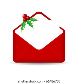 Red envelope with blank sheet and holy over white
