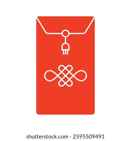 Red envelope and Chinese gold coin graphic vector.