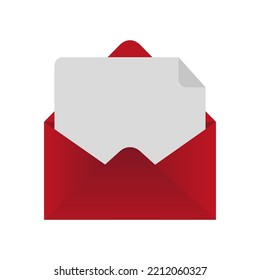 Red envelope in classic style. Email icon. Vector illustration. Stock picture. 
